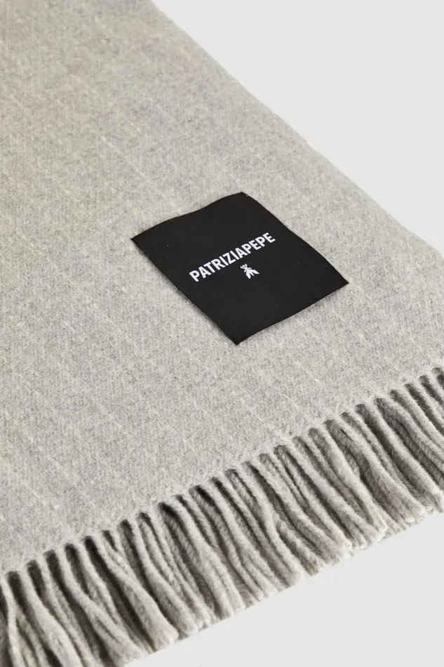 Patrizia Pepe Woolblend Pinstripe Scarf Grey Utopia Gray Stripes Accessories