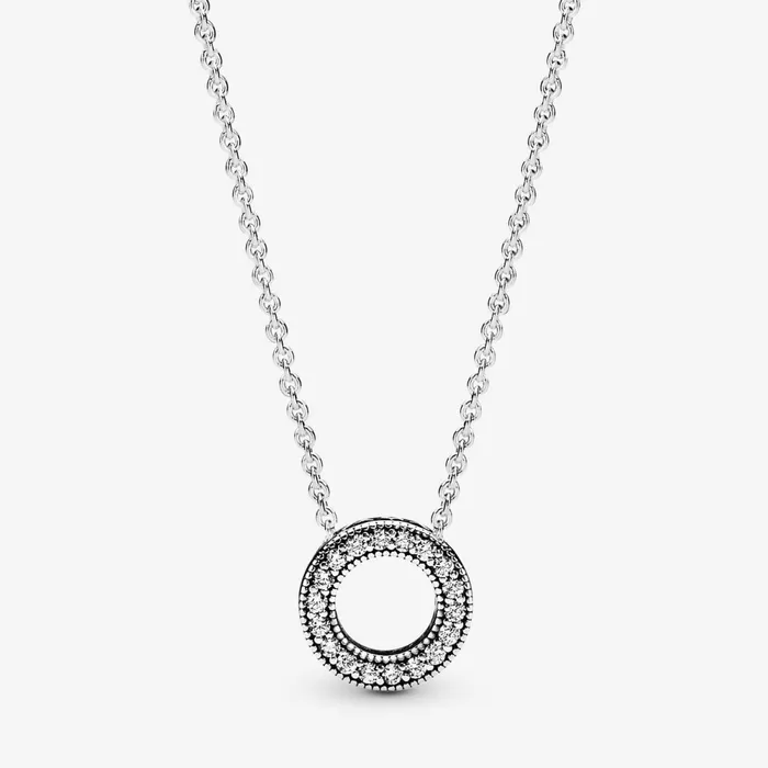 Pendant Necklaces Women Pandora Online Logo Pav Circle Collier Necklace Sterling Silver