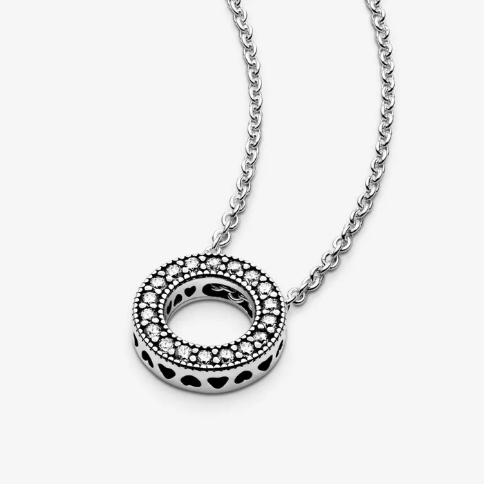 Pendant Necklaces Women Pandora Online Logo Pav Circle Collier Necklace Sterling Silver
