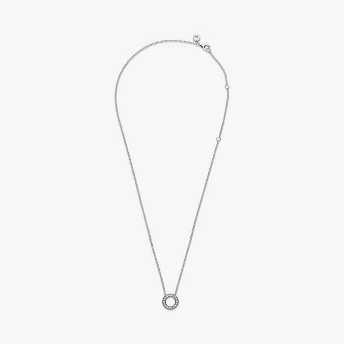 Pendant Necklaces Women Pandora Online Logo Pav Circle Collier Necklace Sterling Silver