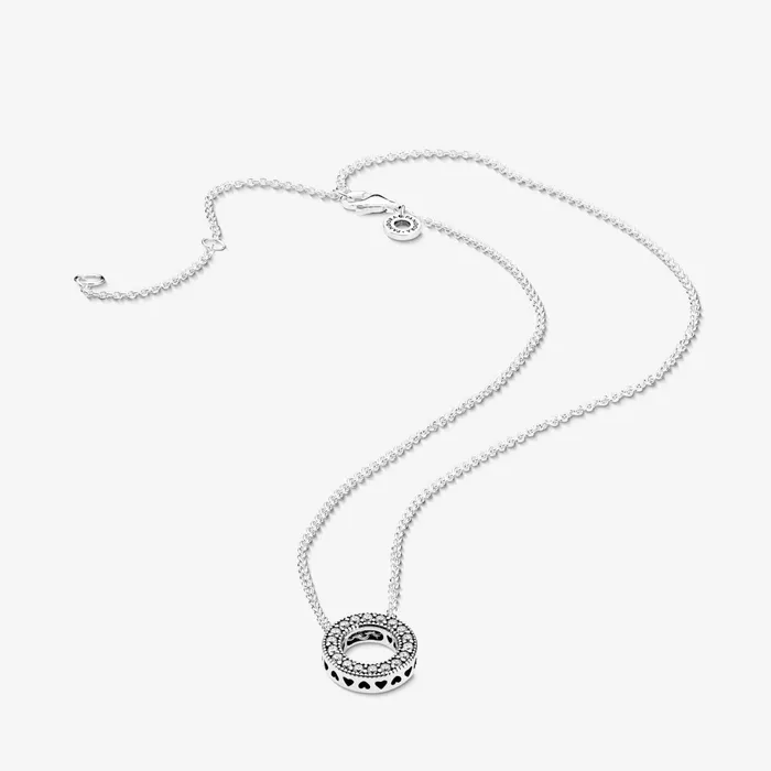 Pendant Necklaces Women Pandora Online Logo Pav Circle Collier Necklace Sterling Silver