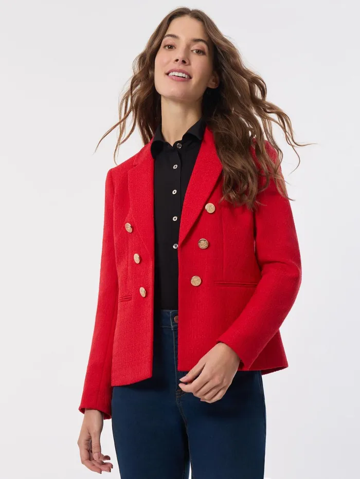 Petite Faux Double Breasted Jacket Tweed Women Jones New York Petite Blazers