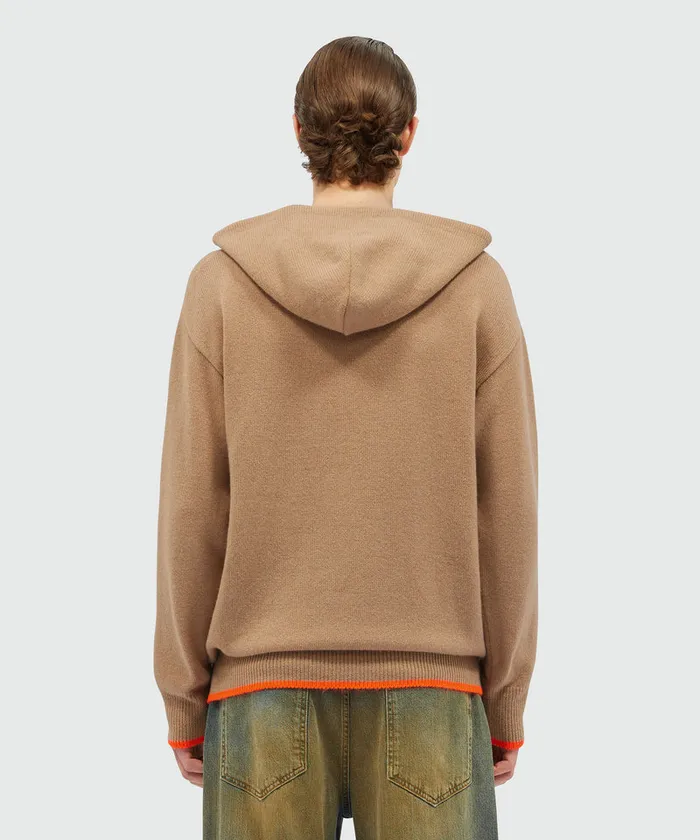 PlainColoured Hoodie In Virgin Wool And Cashmere Men MSGM Knitwear