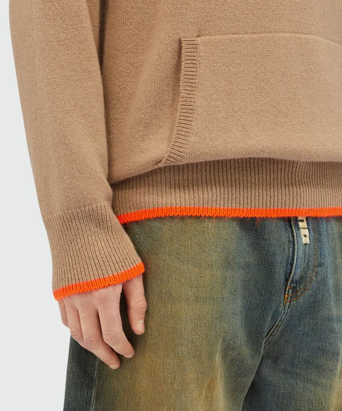 PlainColoured Hoodie In Virgin Wool And Cashmere Men MSGM Knitwear