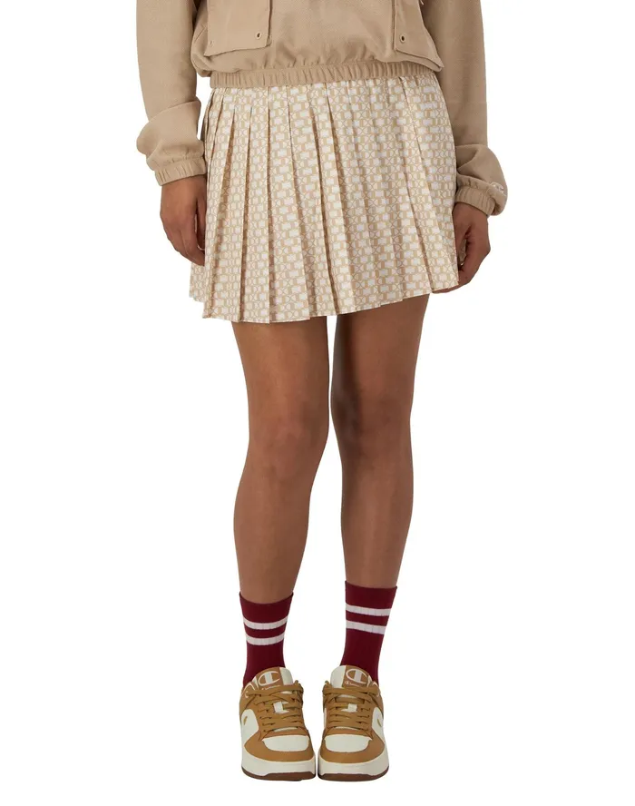Pleated Sport Skort Interlock Print 3034 C Interlock Champagne Frost Women Champion Skorts and Dresses