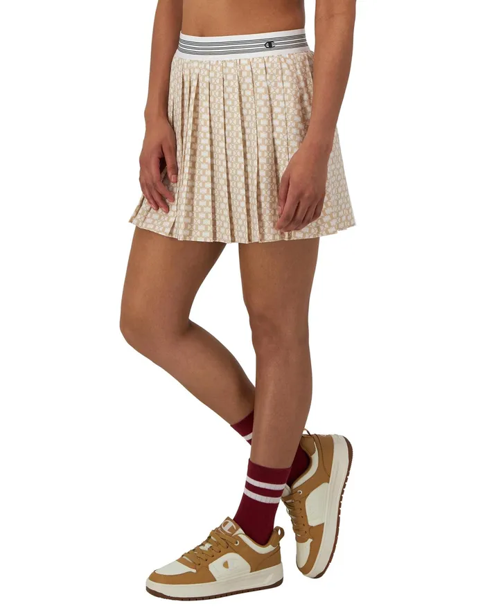 Pleated Sport Skort Interlock Print 3034 C Interlock Champagne Frost Women Champion Skorts and Dresses