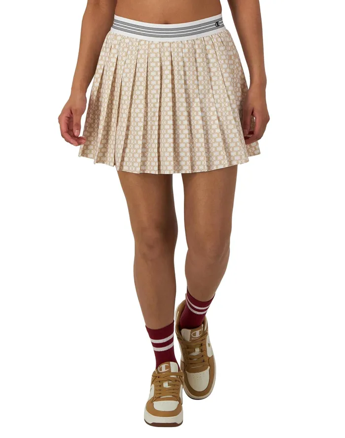 Pleated Sport Skort Interlock Print 3034 C Interlock Champagne Frost Women Champion Skorts and Dresses