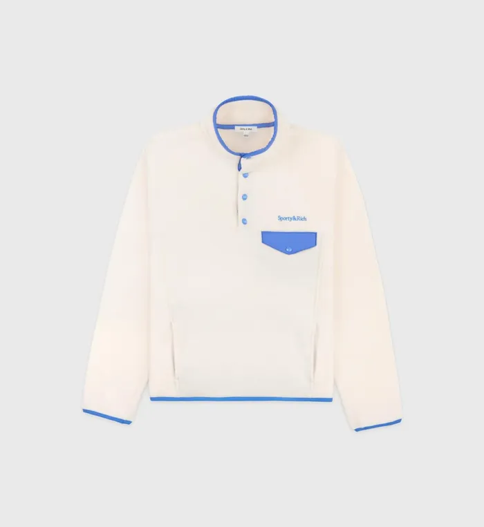 Polar Fleece And Sherpa Women Sporty and Rich Buttoned Polar Sweatshirt 8211 CreamOcean