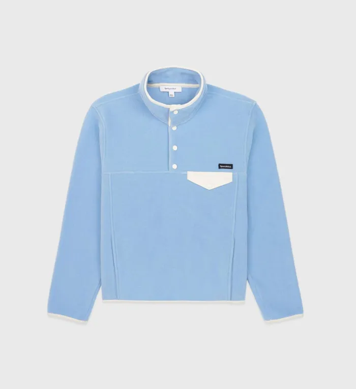 Polar Fleece And Sherpa Women Sporty and Rich Buttoned Polar Sweatshirt 8211 Sky BlueWhite