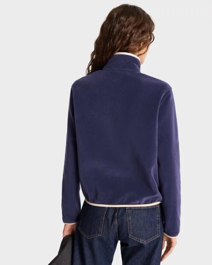 Polar Fleece And Sherpa Women Sporty and Rich NY Crest Polar Sweatshirt 8211 NavyGold