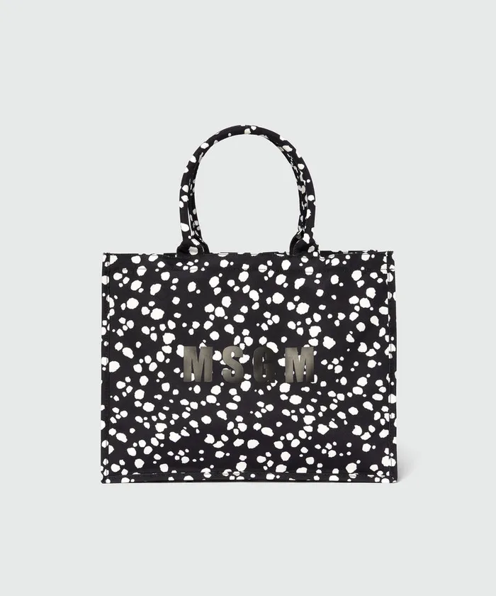 Polka Dot Canvas Tote Bag Women MSGM Tote Bags