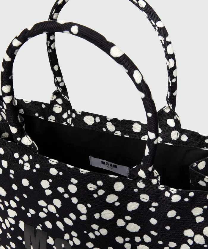 Polka Dot Canvas Tote Bag Women MSGM Tote Bags