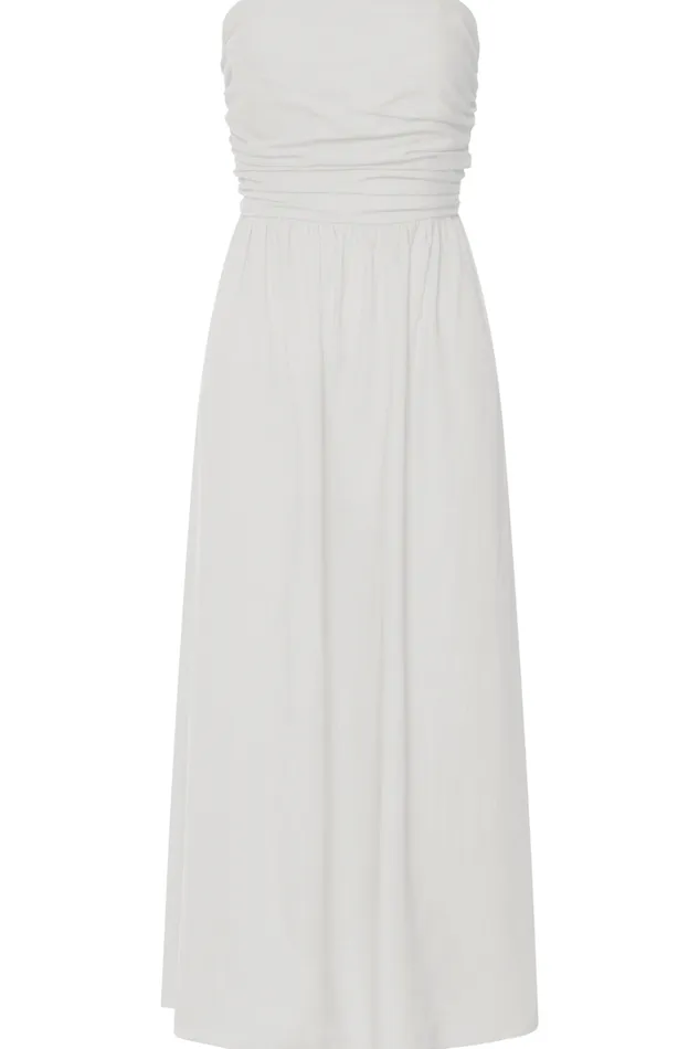 Polly Midi Dress 8211 Strapless Ruched Dress In White Women Showpo Dresses