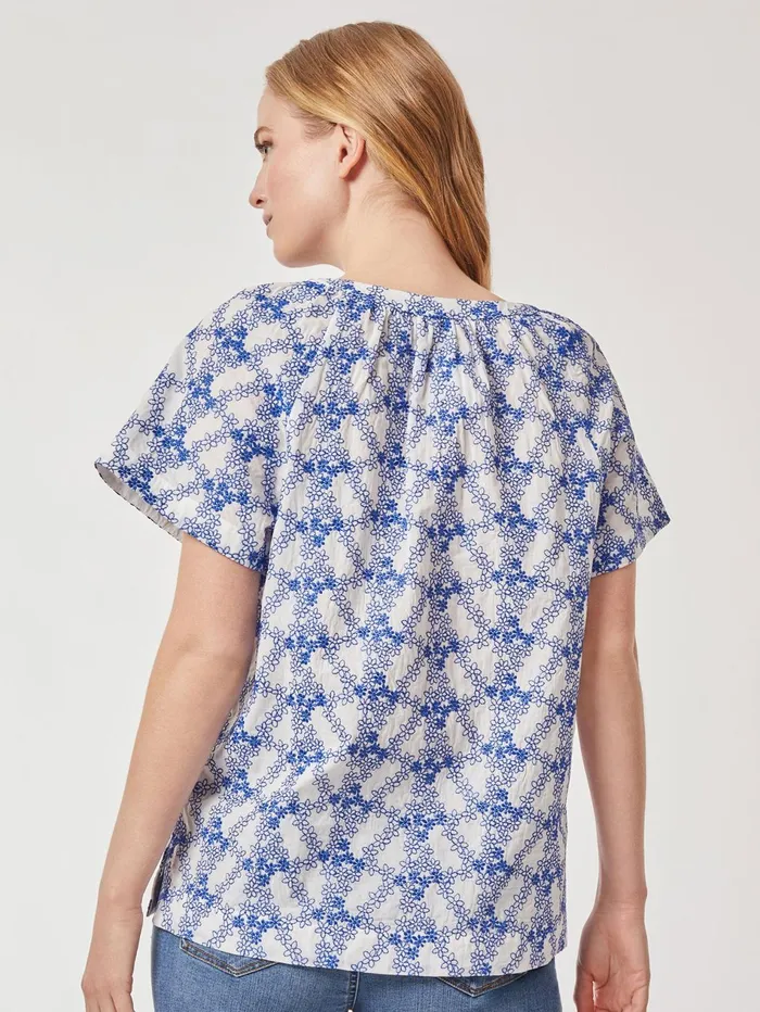 Popover Floral Embroidery Short Sleeve Blouse Women Jones New York Tops and Blouses Popover Floral Embroidery Short Sleeve Blouse Women Jones New York Tops and Blouses