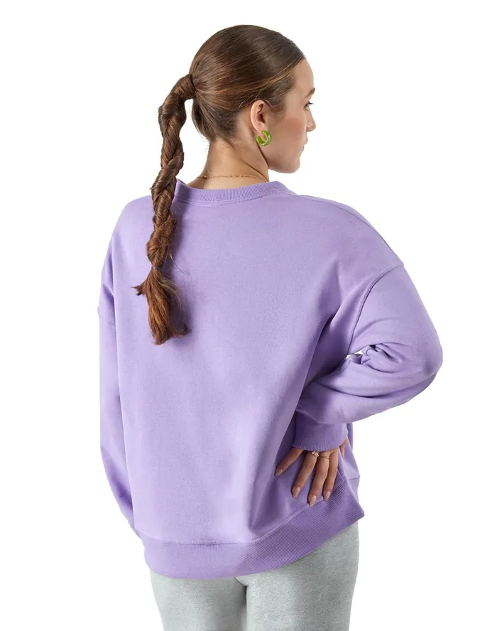 Powerblend Crewneck Sweatshirt C Logo Lavish Lavender Women Champion Hoodies and Sweatshirts