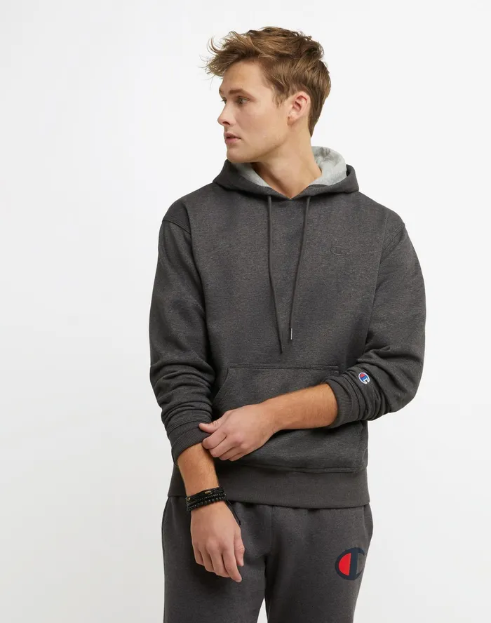 Powerblend Hoodie C Logo Granite Heather Men Champion Hoodies and Sweatshirts