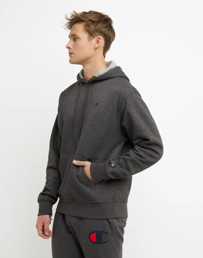 Powerblend Hoodie C Logo Granite Heather Men Champion Hoodies and Sweatshirts