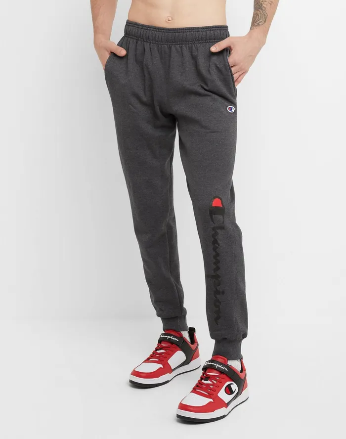 Powerblend Joggers Script Logo 31034 Granite Heather Men Champion Pants and Joggers
