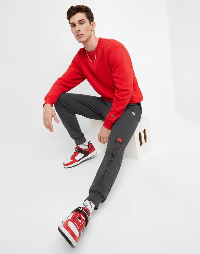 Powerblend Joggers Script Logo 31034 Granite Heather Men Champion Pants and Joggers