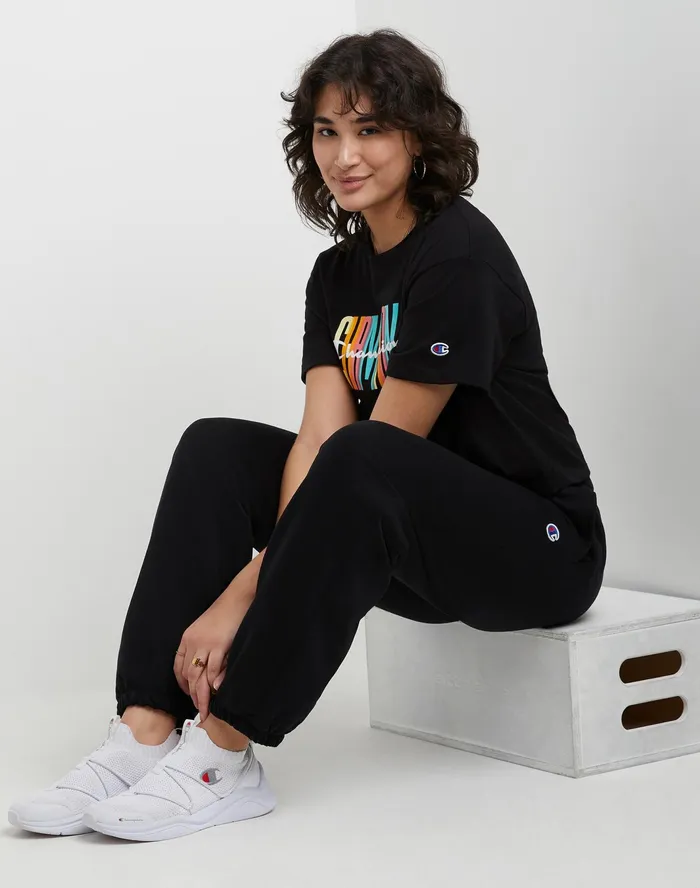 Powerblend Oversized Sweatpants C Logo 29034 Black Women Champion Pants