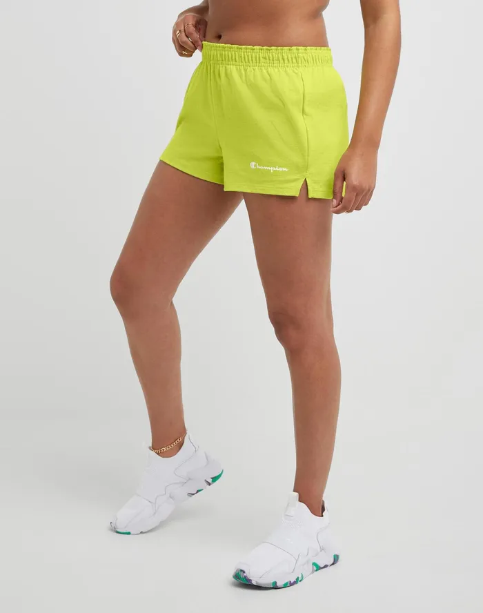 Practice Shorts Script Logo 35034 Limeade Heather Women Champion Shorts