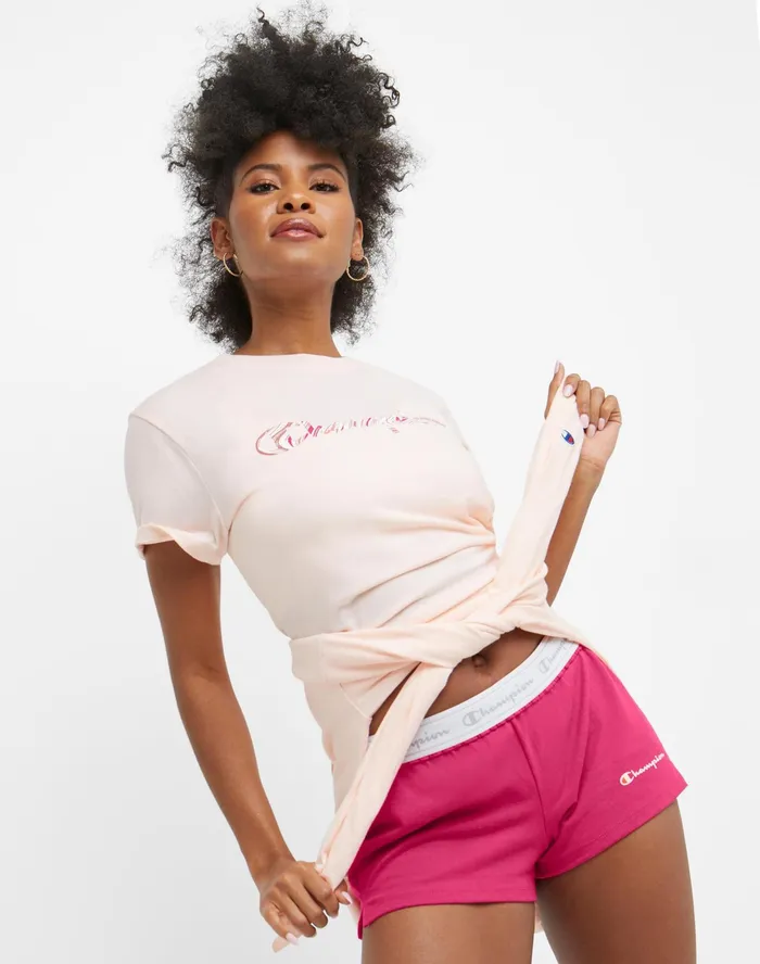 Practice Shorts Script Logo 35034 Strawberry Rouge Women Champion Shorts