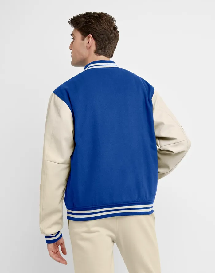 Premium Letterman Jacket Big C Logo Royal Blue Blastfresh Tan Men Champion Jackets