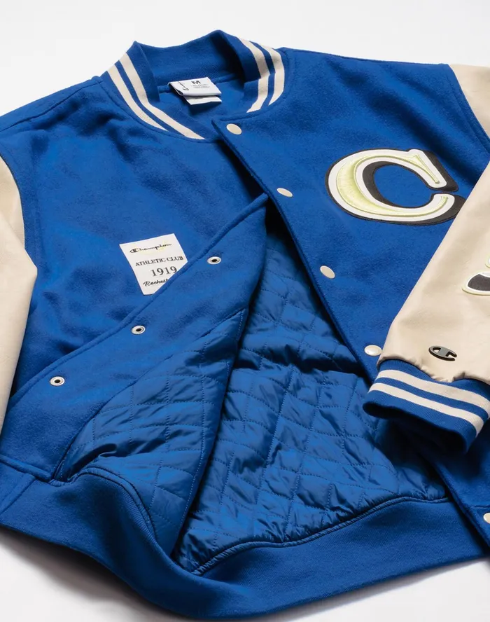 Premium Letterman Jacket Big C Logo Royal Blue Blastfresh Tan Men Champion Jackets
