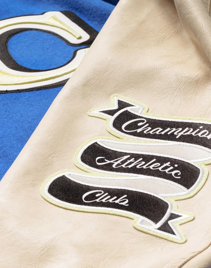Premium Letterman Jacket Big C Logo Royal Blue Blastfresh Tan Men Champion Jackets