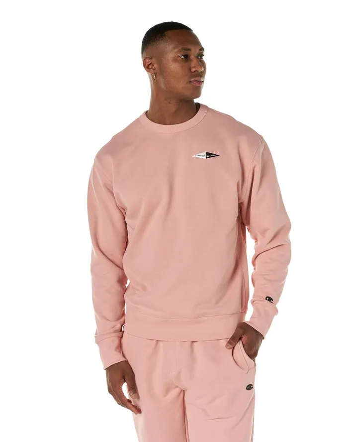 Premium Weave Crewneck Sweatshirt Double Pennant Graphic Pink Gleam Men Champion Hoodies and Sweatshirts