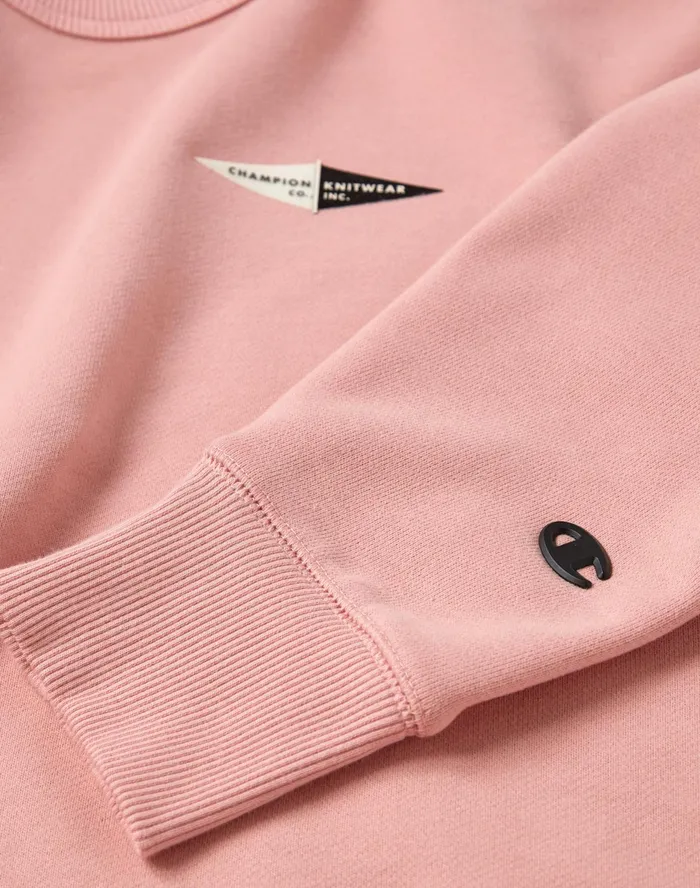 Premium Weave Crewneck Sweatshirt Double Pennant Graphic Pink Gleam Men Champion Hoodies and Sweatshirts