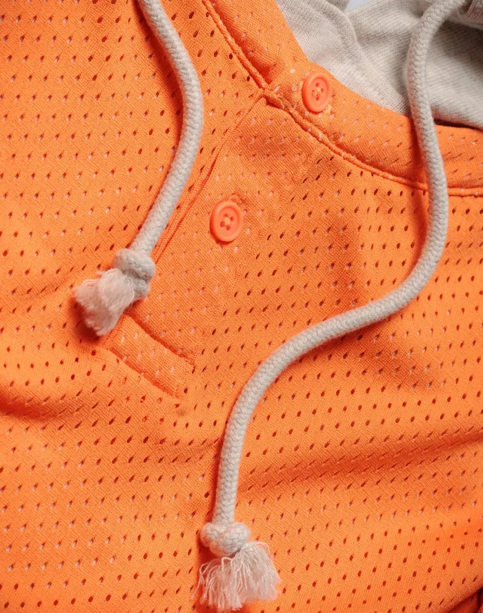 Premium Weave Layered Mesh Hoodie C Logo Oatmeal Heatherpop Orange Men Champion Hoodies and Sweatshirts
