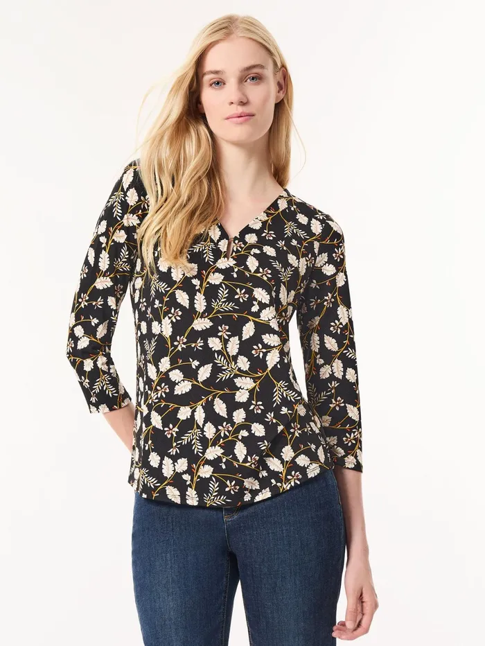 Printed Keyhole Neckline Top Moss Crepe Women Jones New York Sale