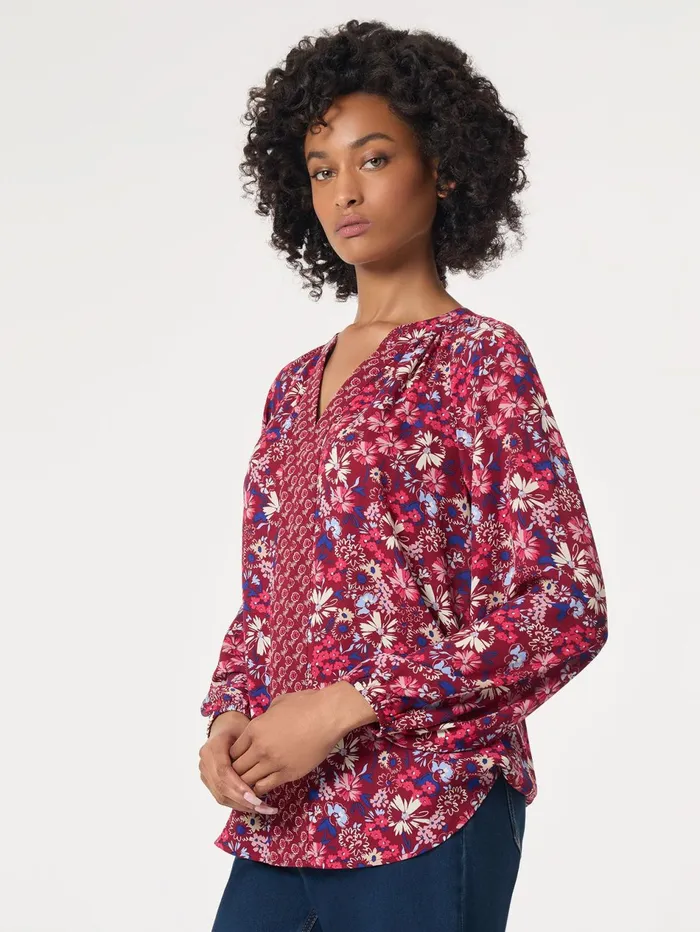 Printed Long Sleeve Raglan Blouse Crepe De Chine Women Jones New York Tops and Blouses Printed Long Sleeve Raglan Blouse Crepe De Chine Women Jones New York Tops and Blouses