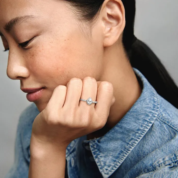 Promise Rings Women Pandora Classic Teardrop Halo Ring