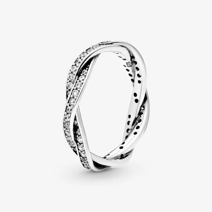 Promise Rings Women Pandora Sparkling Twisted Lines Ring Sterling Silver