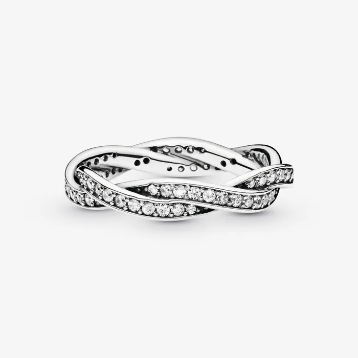 Promise Rings Women Pandora Sparkling Twisted Lines Ring Sterling Silver