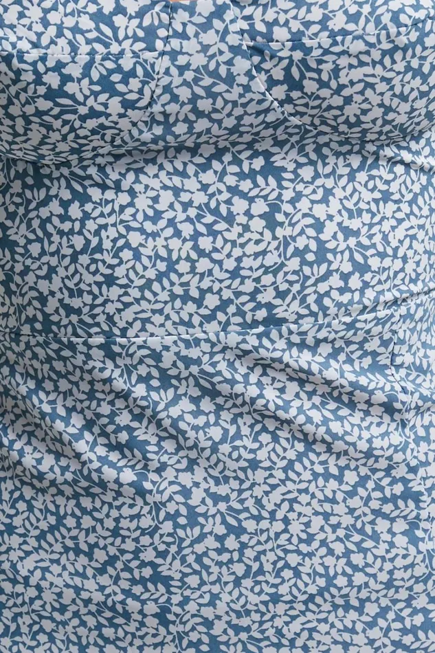 Prudence Midi Dress 8211 Sweetheart Thigh Split Dress In Blue Floral Women Showpo Curve Clothes