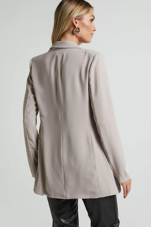 Quick To Win Blazer 8211 Double Breasted Blazer In Stone Women Showpo Blazers