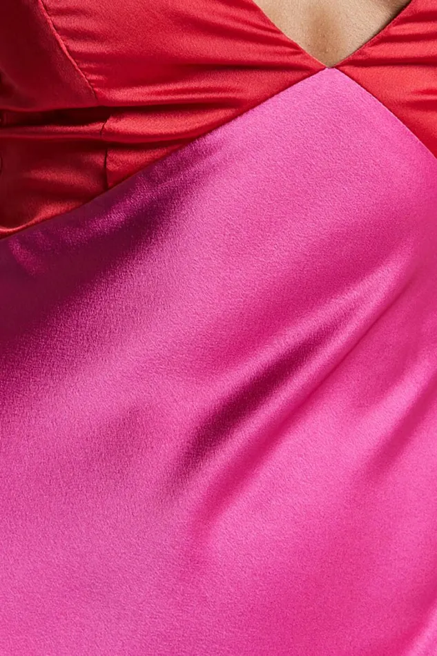 Quincy Maxi Dress 8211 Contrast Panel Satin Slip Dress In PinkRed Women Showpo Curve Clothes