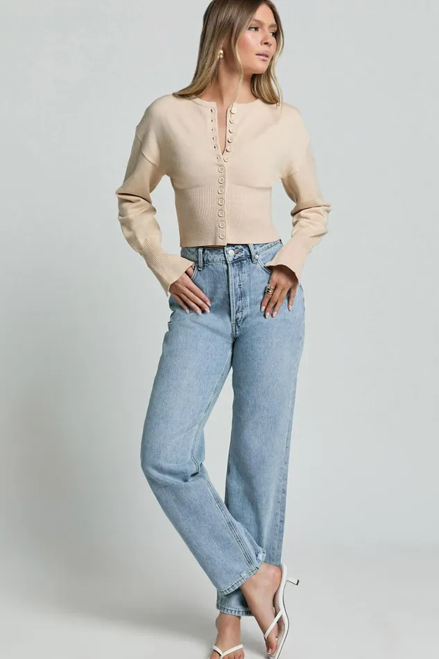 Ramsey Cardigan 8211 Recycled Contoured Waist Button Down Cardigan In Cream Women Showpo Sweaters and Cardigans