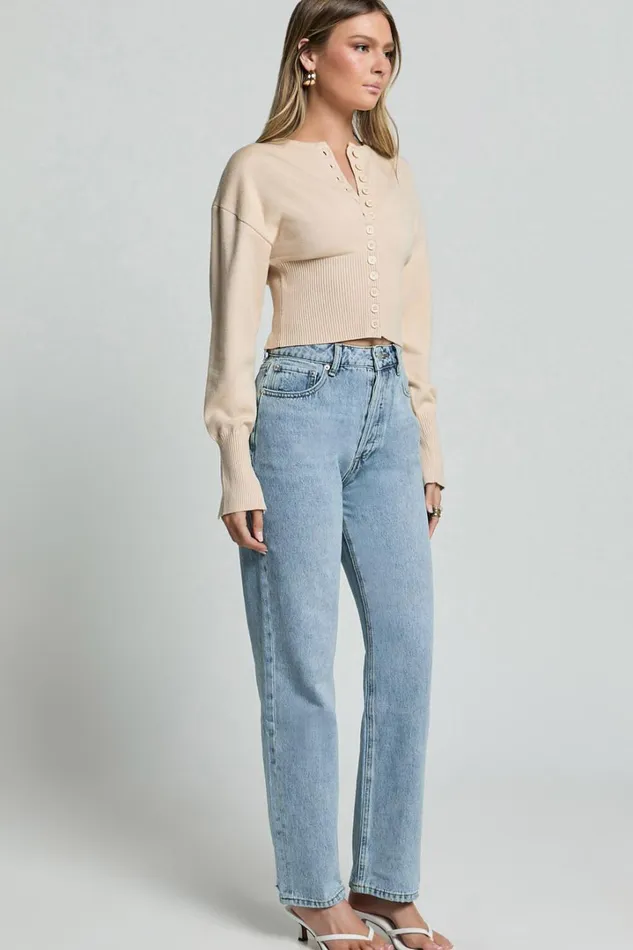 Ramsey Cardigan 8211 Recycled Contoured Waist Button Down Cardigan In Cream Women Showpo Sweaters and Cardigans
