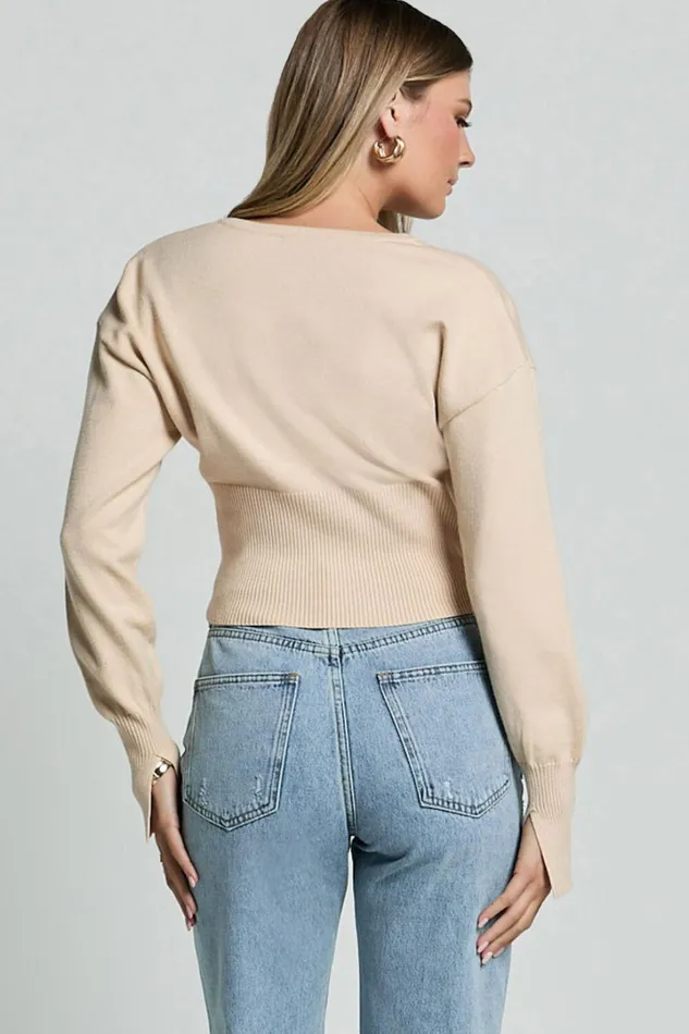 Ramsey Cardigan 8211 Recycled Contoured Waist Button Down Cardigan In Cream Women Showpo Sweaters and Cardigans