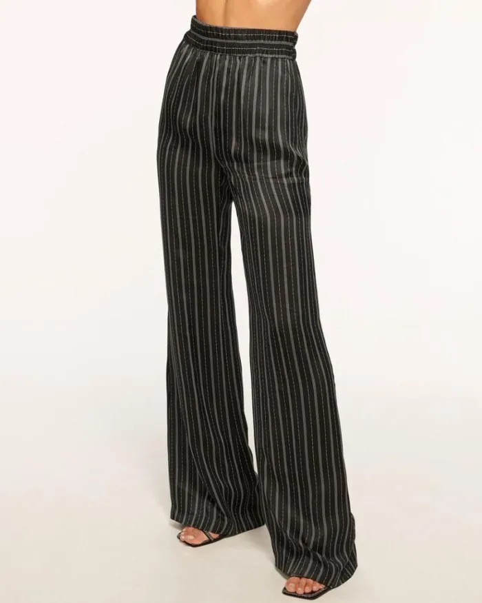 Ramy Brook Bottoms Women Anahi Wide Leg Pant Black Stripe