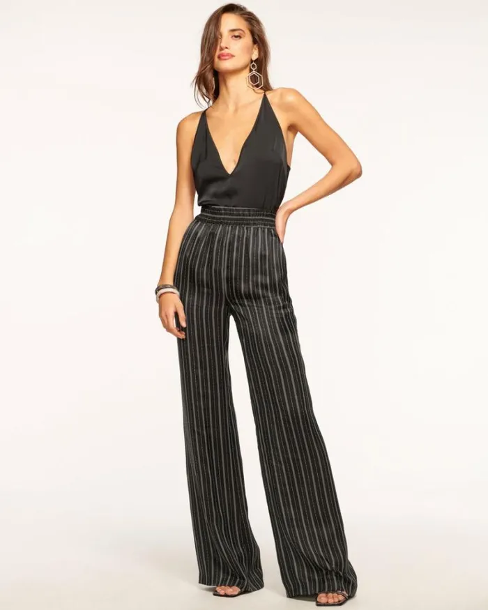 Ramy Brook Bottoms Women Anahi Wide Leg Pant Black Stripe