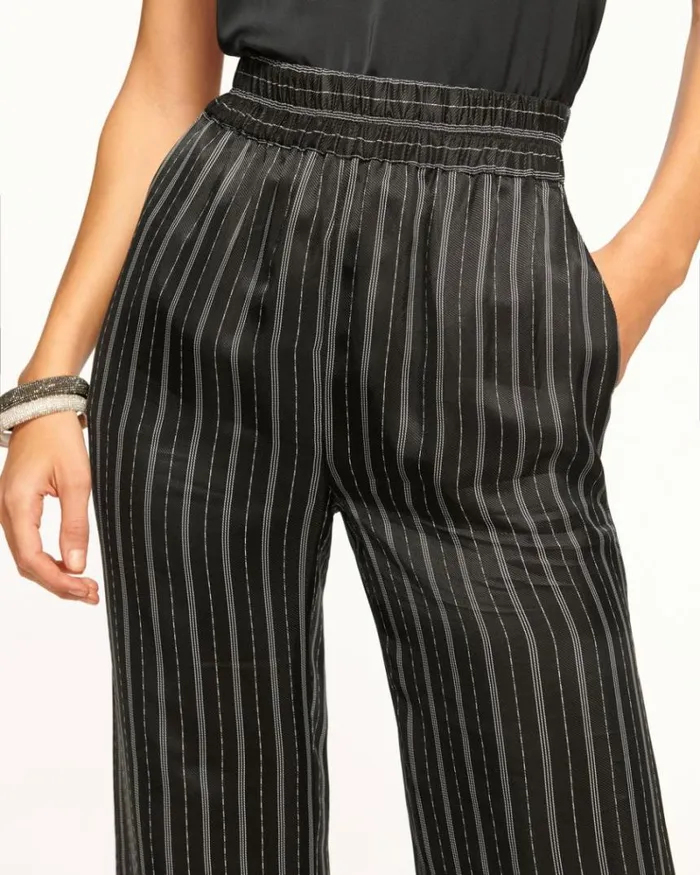 Ramy Brook Bottoms Women Anahi Wide Leg Pant Black Stripe
