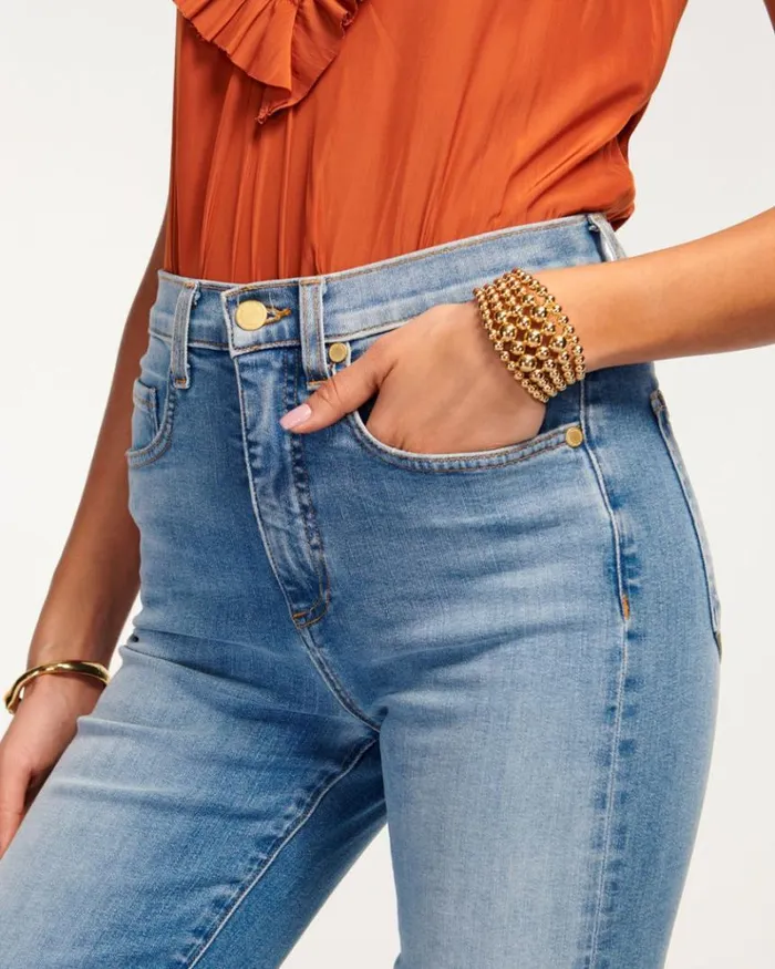 Ramy Brook Denim Women Tyra High Waisted Flare Jean Light Wash