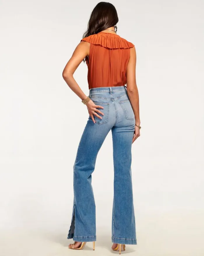 Ramy Brook Denim Women Tyra High Waisted Flare Jean Light Wash