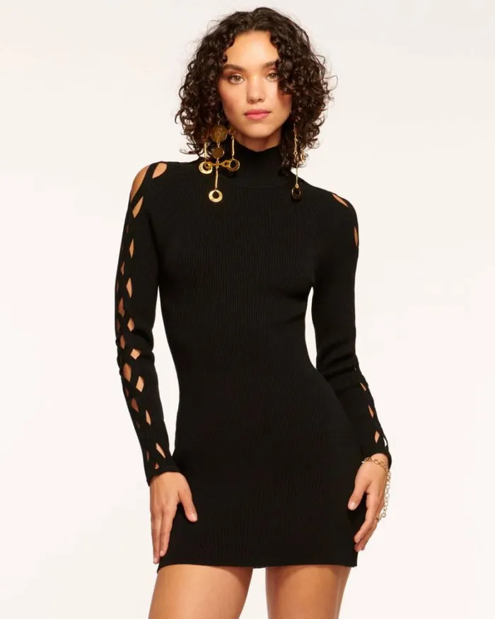 Ramy Brook Sweaters Women Kiana Cutout Sweater Dress Black