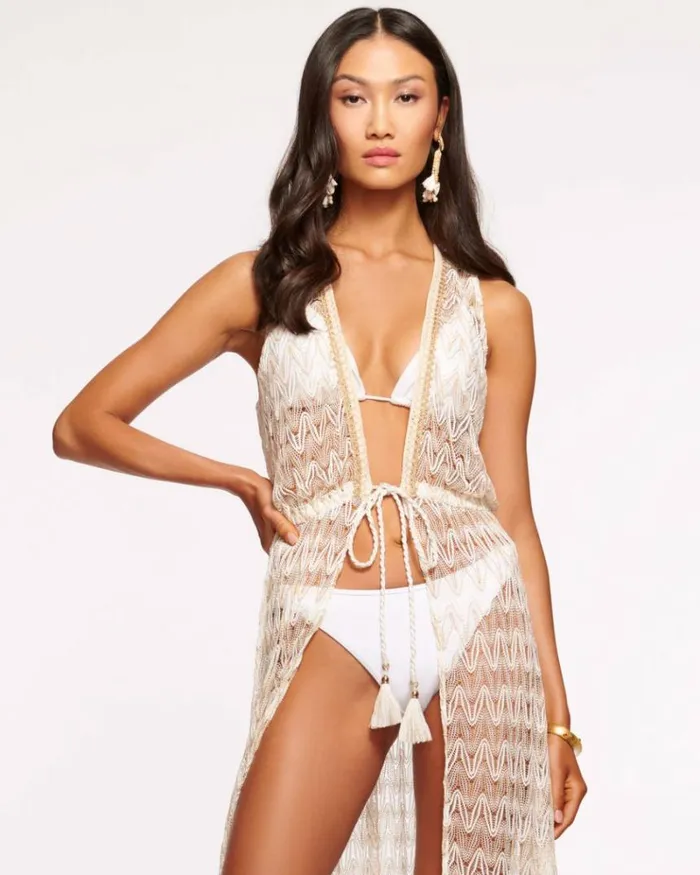 Ramy Brook Swim and Coverups Women Meredith Chevron Coverup Maxi Dress White Chevron